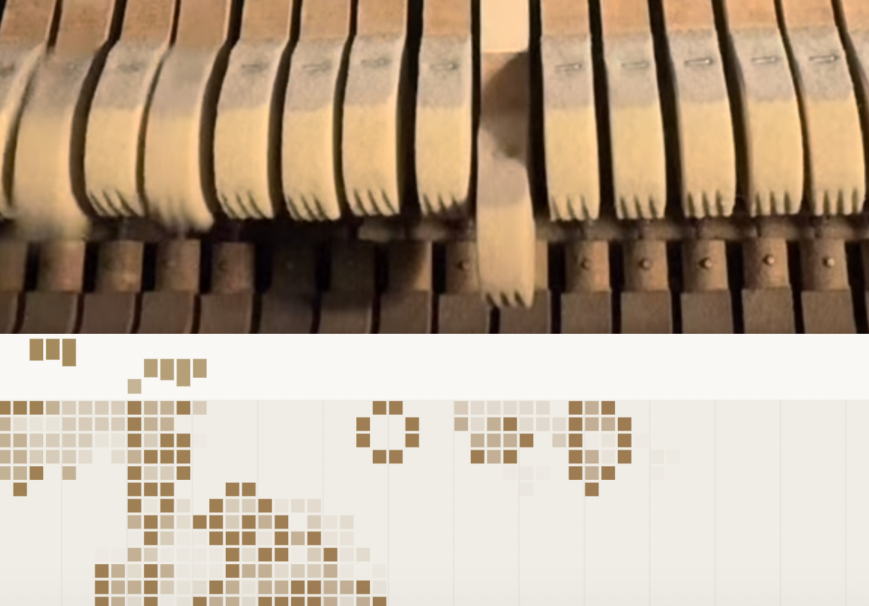 Piano hammers seeding a Game of Life